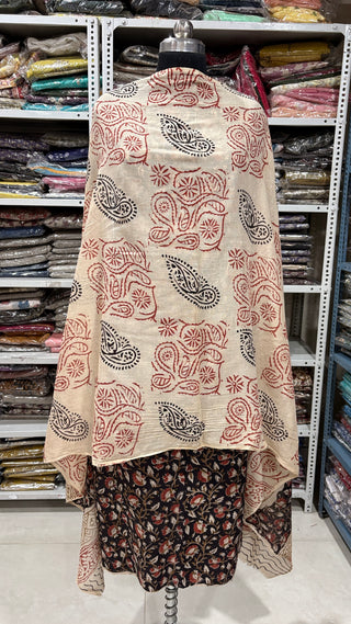 Handblock Cotton Suit Material with Cotton Dupatta