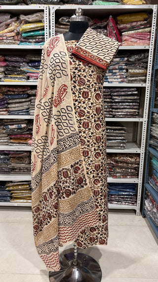 Handblock Cotton Suit Material with Cotton Dupatta