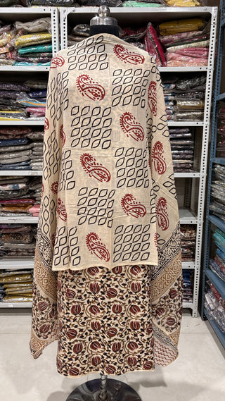 Handblock Cotton Suit Material with Cotton Dupatta
