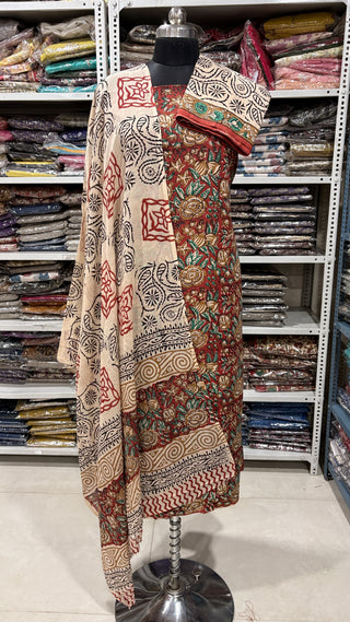 Handblock Cotton Suit Material with Cotton Dupatta