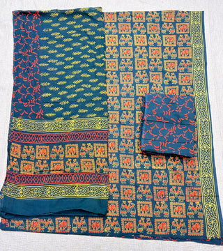 Handblock Cotton Suit Material with Cotton Dupatta