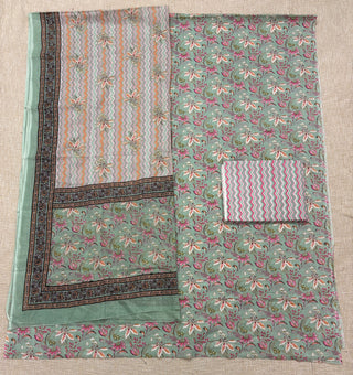 Handblock Cotton Suit Material with Cotton Dupatta