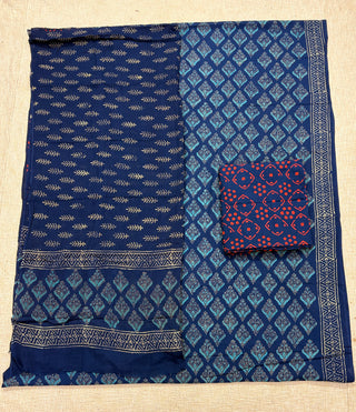 Handblock Cotton Suit Material with Cotton Dupatta