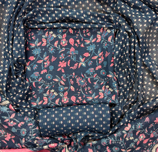 Handblock Cotton Suit Material with Cotton Dupatta