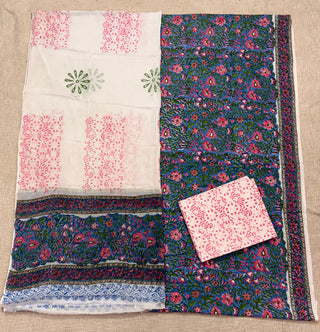 Handblock Cotton Suit Material with Cotton Dupatta