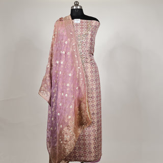 Pink Color Silk Party Wear Designer Suit fabric with silk dupatta