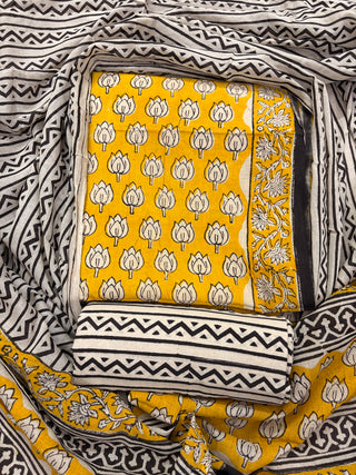 Handblock Cotton Suit Material with Cotton Dupatta