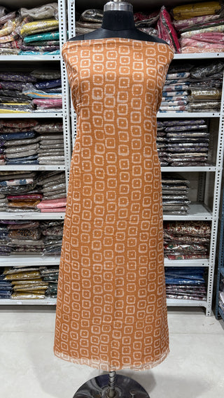 Hand block kota doria suit set for office wear with Lining included