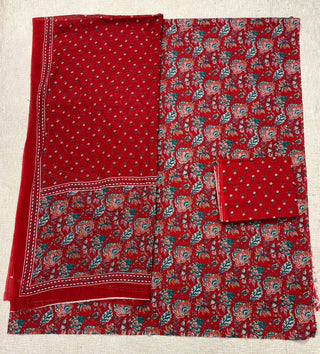 Handblock Cotton Suit Material with Cotton Dupatta