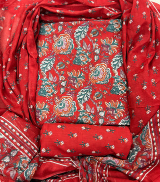 Handblock Cotton Suit Material with Cotton Dupatta