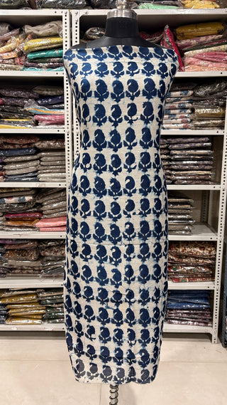 Handblock Chanderi Suit Material with Chanderi Dupatta(Lining Included)