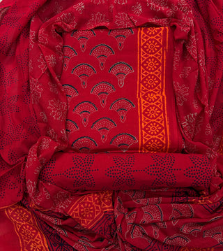 Handblock Cotton Suit Material with Cotton Dupatta