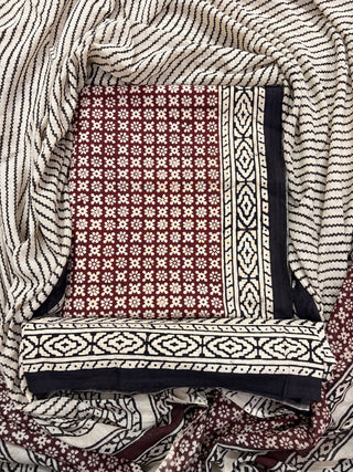 Handblock Cotton Suit Material with Cotton Dupatta
