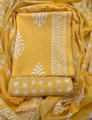 Handblock Cotton Suit Material with Cotton Dupatta