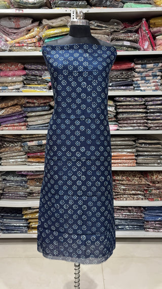 Handblock Chanderi Suit Material with Chanderi Dupatta(Lining Included)