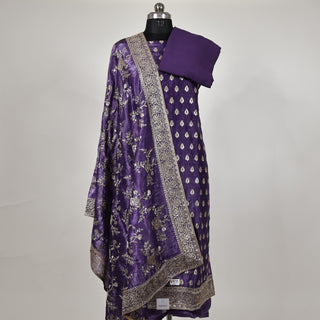 Purple Crushed Shimmer Party Wear Designer Suit fabric with dupatta