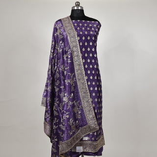 Purple Crushed Shimmer Party Wear Designer Suit fabric with dupatta