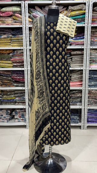 Premium Cotton Handblock Suit fabric with Chiffon Dupatta
