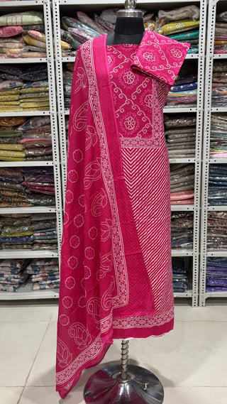Handblock Cotton Suit Material with Cotton Dupatta