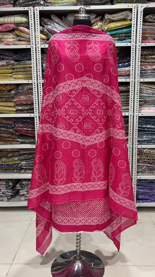 Handblock Cotton Suit Material with Cotton Dupatta