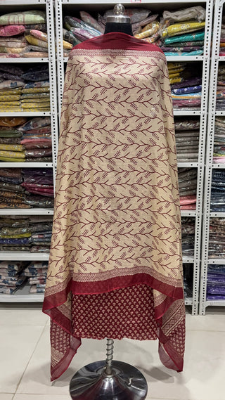 Handblock Cotton Suit Material with Cotton Dupatta