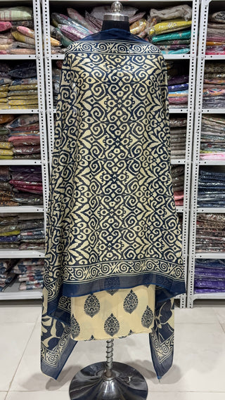 Handblock Cotton Suit Material with Cotton Dupatta