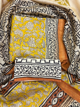 Handblock Maheshwari Suit Material with Maheshwari Dupatta