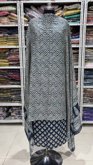 Handblock Cotton Suit Material with Cotton Dupatta