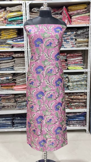 Handblock Chanderi Suit Material with Chanderi Dupatta(Lining Included)