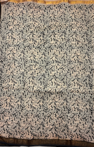 Handblock Maheshwari Silk Saree with Unstitched Blouse Piece