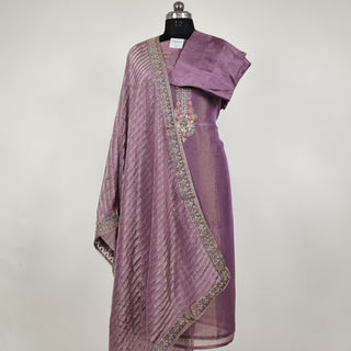 Mauve Shimmer Party Wear Designer Suit fabric with dupatta