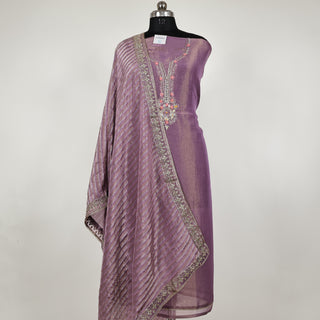 Mauve Shimmer Party Wear Designer Suit fabric with dupatta