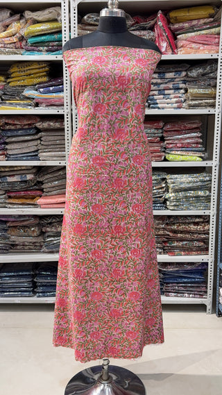 Handblock Cotton Suit Material with Cotton Dupatta