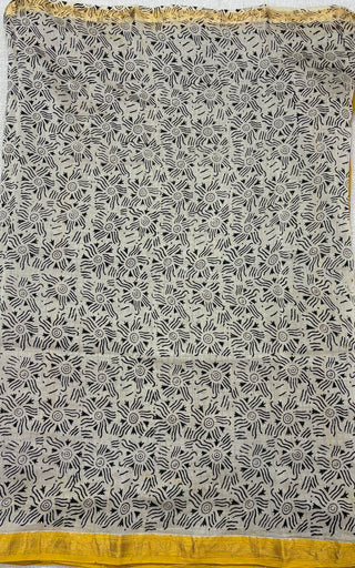 Handblock Maheshwari Silk Saree with Unstitched Blouse Piece