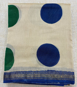 Handblock Maheshwari Silk Saree with Unstitched Blouse Piece