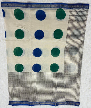 Handblock Maheshwari Silk Saree with Unstitched Blouse Piece