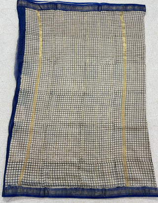 Handblock Maheshwari Silk Saree with Unstitched Blouse Piece