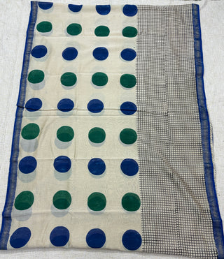 Handblock Maheshwari Silk Saree with Unstitched Blouse Piece