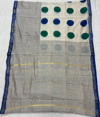 Handblock Maheshwari Silk Saree with Unstitched Blouse Piece