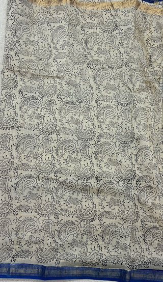 Handblock Maheshwari Silk Saree with Unstitched Blouse Piece