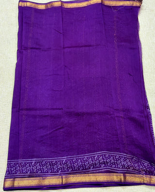 Handblock Maheshwari Silk Saree with Unstitched Blouse Piece