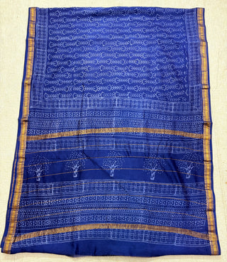 Handblock Maheshwari Silk Saree with Unstitched Blouse Piece
