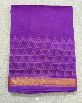 Handblock Maheshwari Silk Saree with Unstitched Blouse Piece