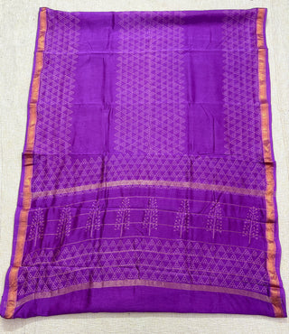 Handblock Maheshwari Silk Saree with Unstitched Blouse Piece