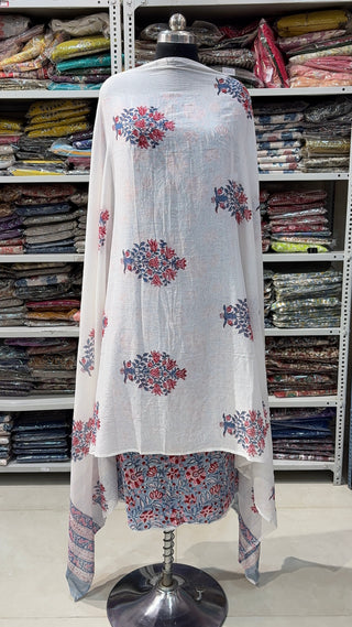 Handblock Cotton Suit Material with Cotton Dupatta