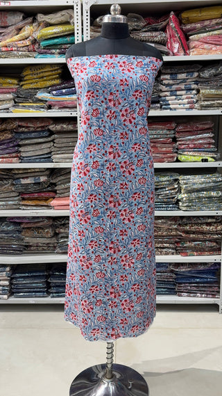 Handblock Cotton Suit Material with Cotton Dupatta