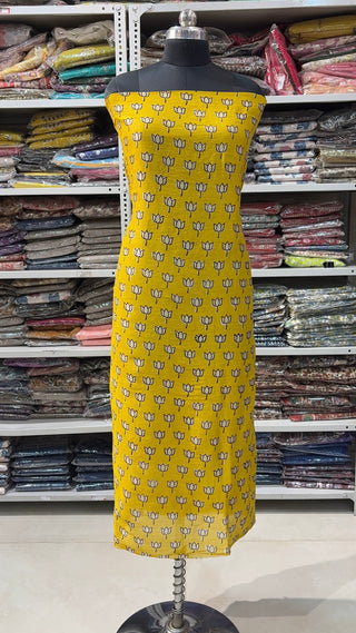 Handblock Chanderi Suit Material with Chanderi Dupatta(Lining Included)