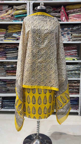 Handblock Chanderi Suit Material with Chanderi Dupatta(Lining Included)