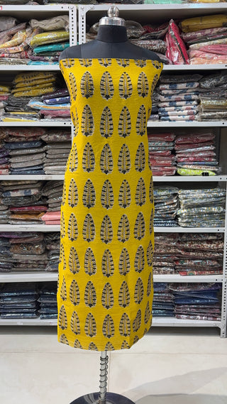 Handblock Chanderi Suit Material with Chanderi Dupatta(Lining Included)