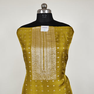 Mustard Color Dola Silk Party Wear Designer Suit fabric with chiffon dupatta